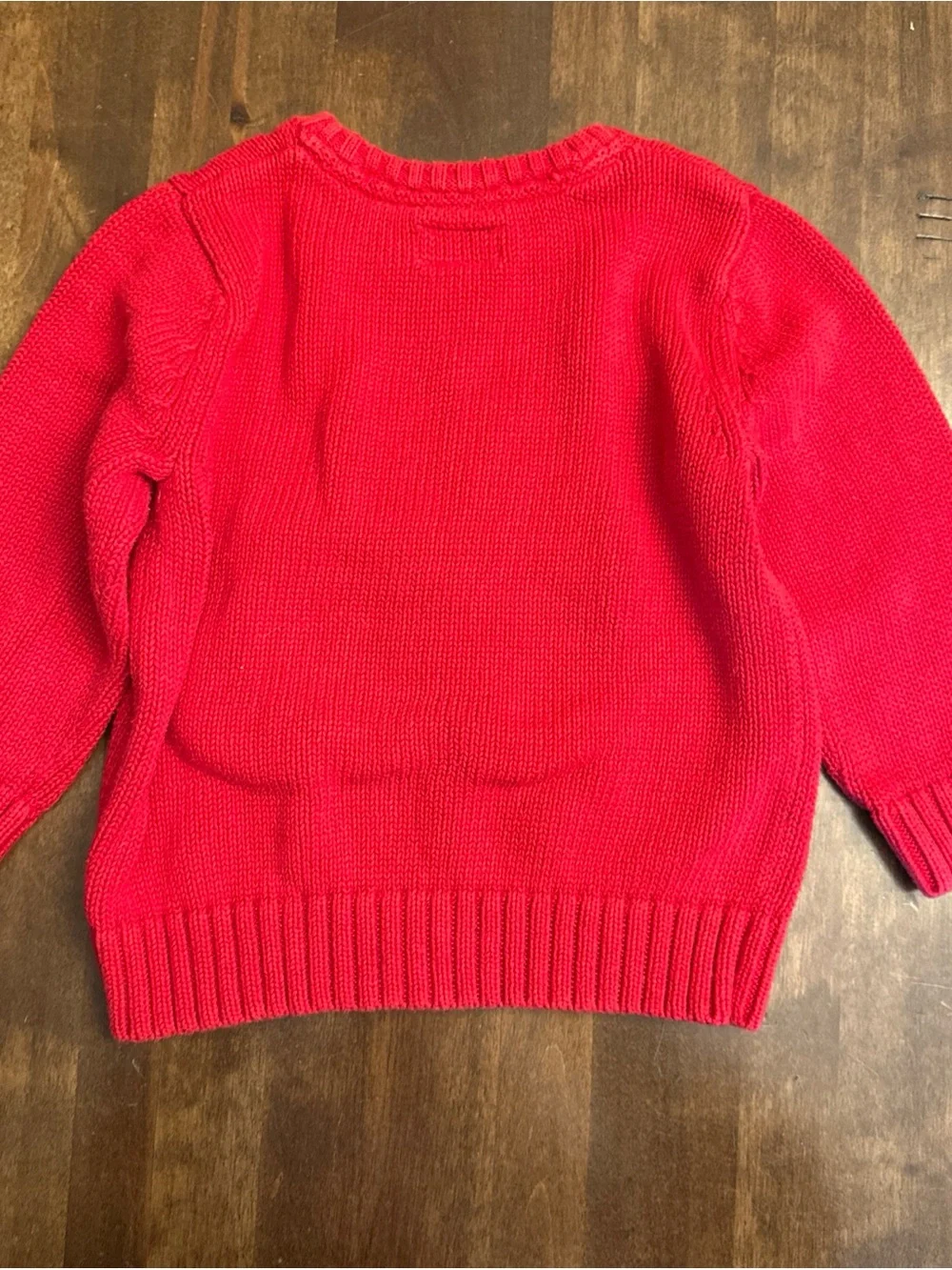 Vtg Oshkosh B’gosh Baby Boy 2T Red Knit Cotton Corduroy Train Sweater